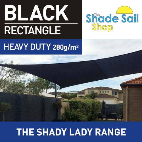 4 m x 6 m Rectangle BLACK 95% UV Block The Shady Lady Shade Sail Range