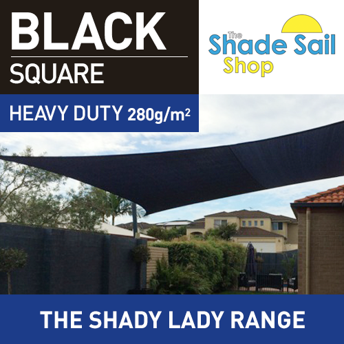 3.6 m x 3.6 m Square BLACK The Shady Lady Shade Sails Range
