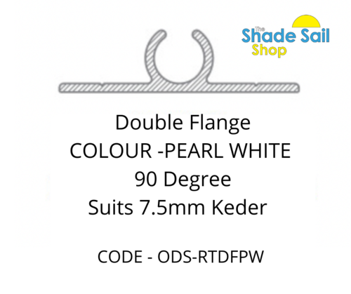 90° Rope Track - Double Flange - PEARL WHITE - 90 degree