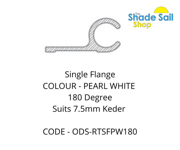 180° Rope Track - Single Flange - PEARL WHITE Finish - 180 degree