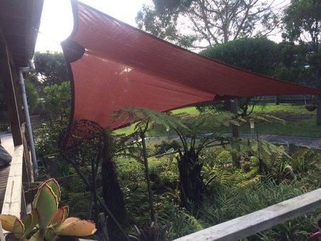 Thanks Maria and Ian for sending in this great photo of your installed custom made shade sail. It made its way to King Island Tasmania and looks fantastic. Colour from the Monotec range - Marrocan\\n\\n24/05/2017 12:05 PM