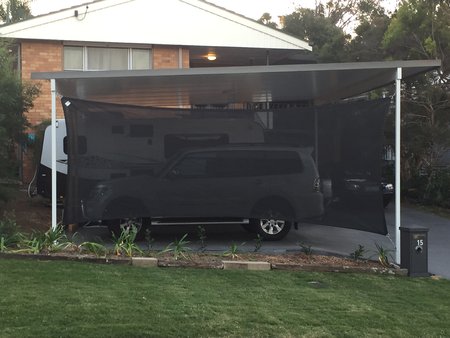 Custom made shade sail 2.6x6.0 fitted vertically. Colour Dominio Material Monotec. Thanks Greg for sending in your photo's\\n\\n2/08/2017 12:13 PM