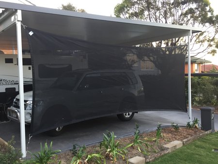 Custom made shade sail 2.6x6.0 fitted vertically. Colour Dominio Material Monotec. Thanks Greg for sending in your photo's\\n\\n2/08/2017 12:14 PM