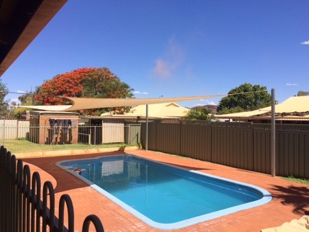 7x8 Sand rectangle shade sail in use over a pool in Western Australia\\n\\n24/02/2016 2:52 PM