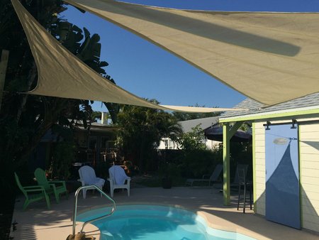 Jennifer from the USA has sent through her pictures of 2x 5x5x5m sand Shade Sail installed over her pool.\\n\\n10/05/2015 12:44 PM