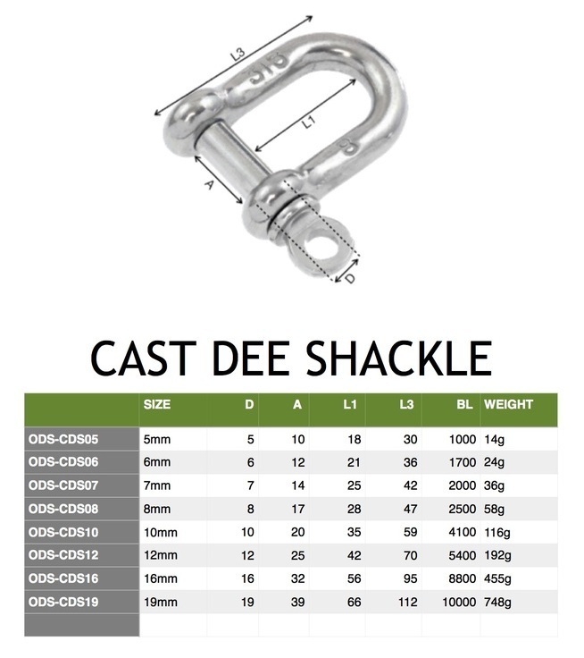 Shade Sail M8 8mm Dee Shackle Forged 316 Stainless Steel High Breaking load 