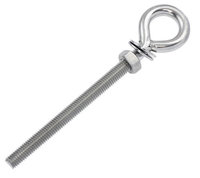 Eye Bolt with Nut & 2 Washers 8mm M8 - 70mm thread, overall 113mm