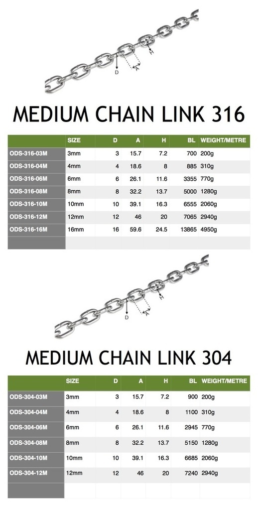 4mm 316 4 metre length Chain 316 Stainless steel for Shade sail installation 
