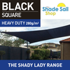 2.5 m x 2.5 m Square BLACK The Shady Lady Range 95% UV