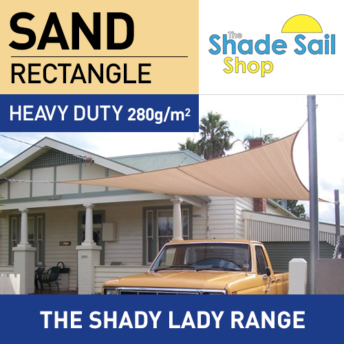 2.5 m x 4 m Rectangle SAND 95% UV The Shady Lady Shade Sail Range