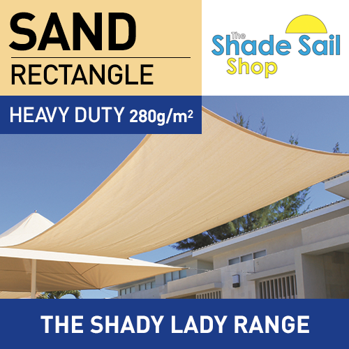 3 m x 4 m Rectangle SAND 95% UV The Shady Lady Shade Sail Range
