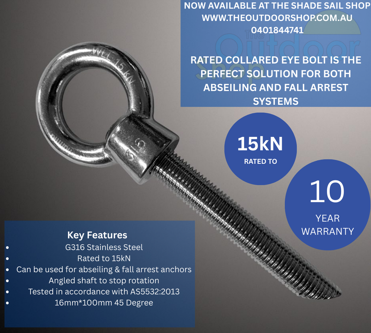 Hamma Rated Collar Eye Bolt 15kN Abseiling Safety Anchor G316 M16