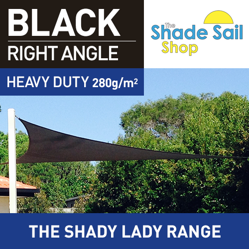 Shade Sail Right Angle Triangle 3x4x5m Black 280gsm Super strong 3 x 4 x 5 m 