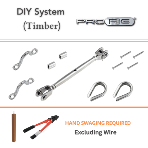 Electropolished Jaw/Jaw Rigging Screw Stainless 316 Wire Balustrade Kit Timber