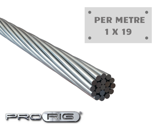 Wire Rope 316 Grade ProRig - 3.2mm 1 x 19 (NON FLEXIBLE)  Per Metre