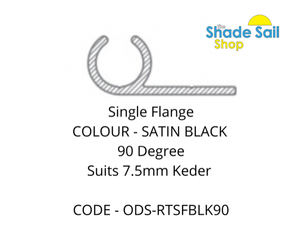 90° Rope Track - Single Flange - SATIN BLACK - 90°