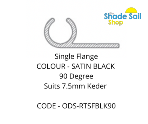 Rope Track - Single Flange - SATIN BLACK - 90°