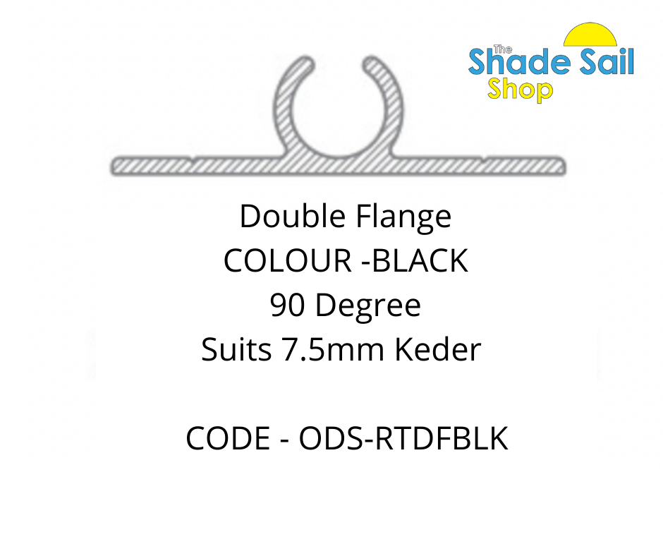 90°  Rope Track - Double Flange - SATIN BLACK Finish - 90 degree