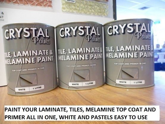 Tile Laminate Melamine Paint White 1 Litre all in one Top Coat & Primer