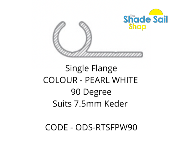 90° Rope Track - Single Flange - PEARL WHITE - 90°