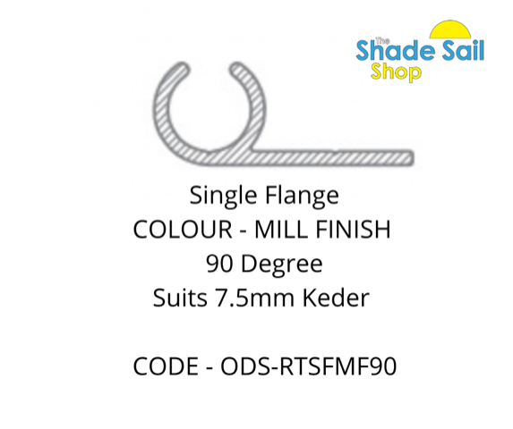 90° Rope Track - Single Flange - MILL FINISH - 90°