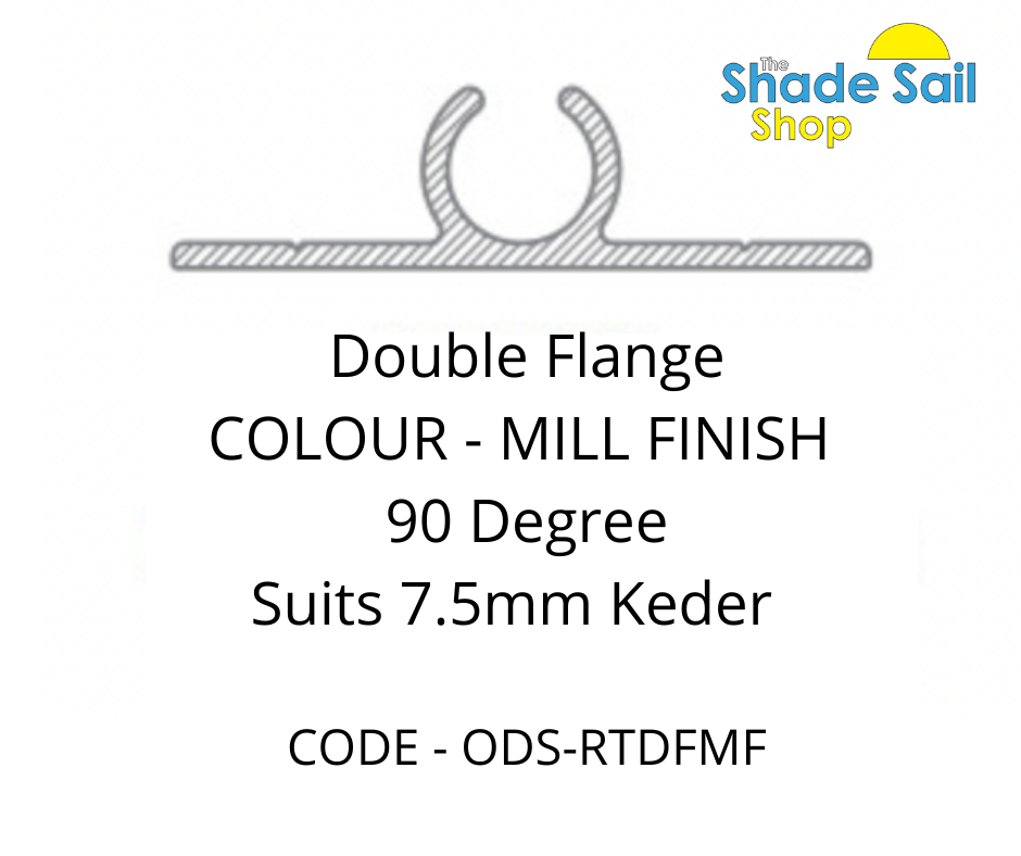 90°  Rope Track - Double Flange - MILL FINISH - 90 degree
