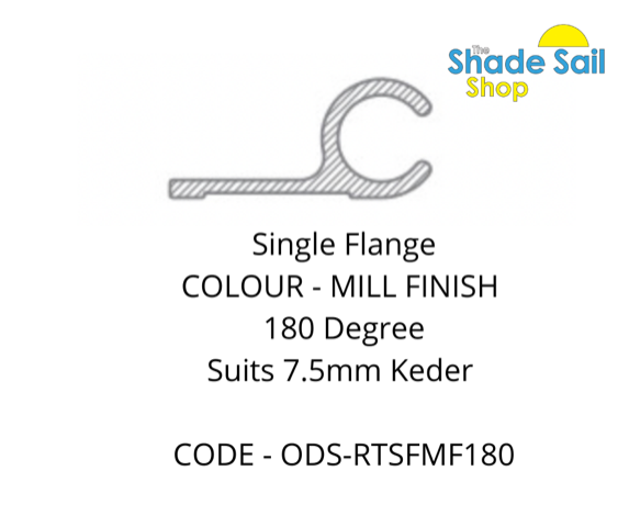 180° Rope Track - Single Flange - MILL FINISH - 180 degree