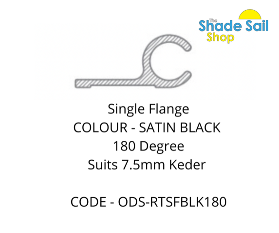 180° Rope Track - Single Flange - SATIN BLACK Finish - 180 degree