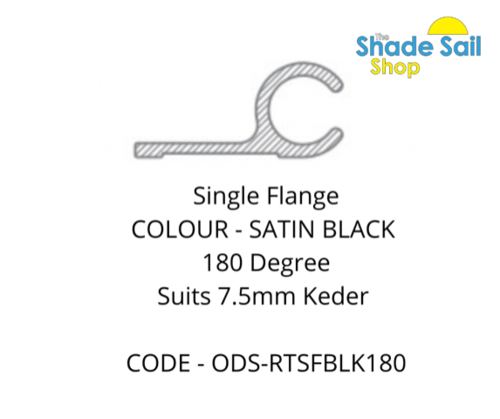 Rope Track - Single Flange - Satin Black Finish  - 180 degree