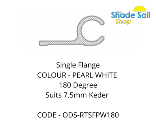 Rope Track - Single Flange - Pearl White Finish  - 180 degree