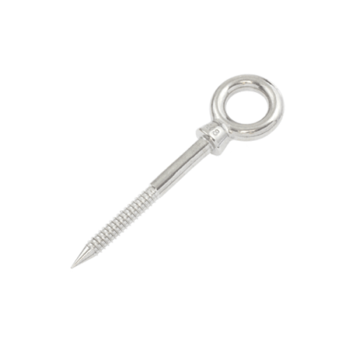 Eye Nut Screw 10mm M10 - 80mm shaft, 48mm thread, 132mm overall, collared Machine polished