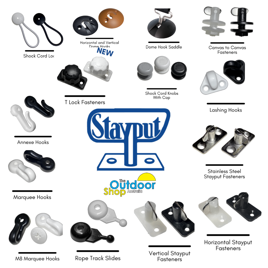 Stayput Black Shock Cord & Fastener 4-Pack – For Canvas Covers, Quick Pull-to-Knob Design, No Snaps