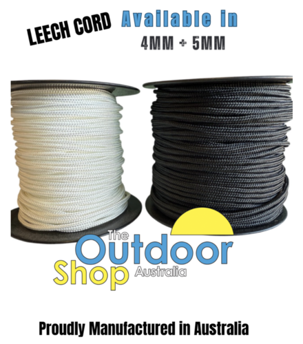 Leech Cord Double Braided Polyester Black and White Multi Listing All Sizes Australian Made