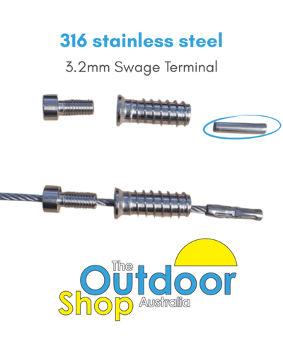 Ezi-Crimp DIY Wire Balustrade System 3.2mm Swage Terminal wire cable