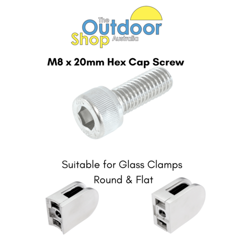 M8 x 20mm SHCS Hex Cap Screw 316 Grade Stainless Steel