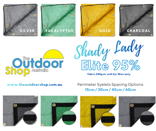 1m x 2m Sun Shade Panel Elite 95% UV with eyelets 38mm Webbing Perimeter
