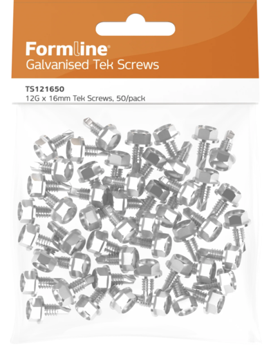 Galvanised Tek Screws 12G x 16mm  Packet of 50x