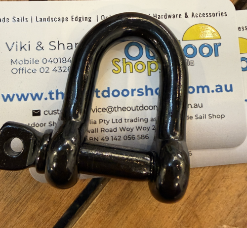 10mm Dee shackle Black Titanium Coated stainless steel 316 marine grade B/L 2500