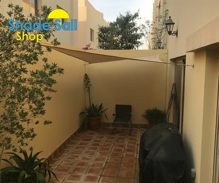 2.5m x 4m shade sail. Looks great and has transformed our courtyard here in Doha, Qatar. I kept on set of diagonal corners the same height but dropped the other two by 40cm - worked really well for this sized shade. Thanks, Michael\\n\\n22/02/2018 1:00 PM