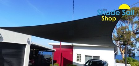 6x8m Custom Style Charcoal. Thanks to David our customer from Tasmania for his photo's. He has used 10mm turnbuckles each corner to tension the shade sail\\n\\n6/02/2018 12:07 PM